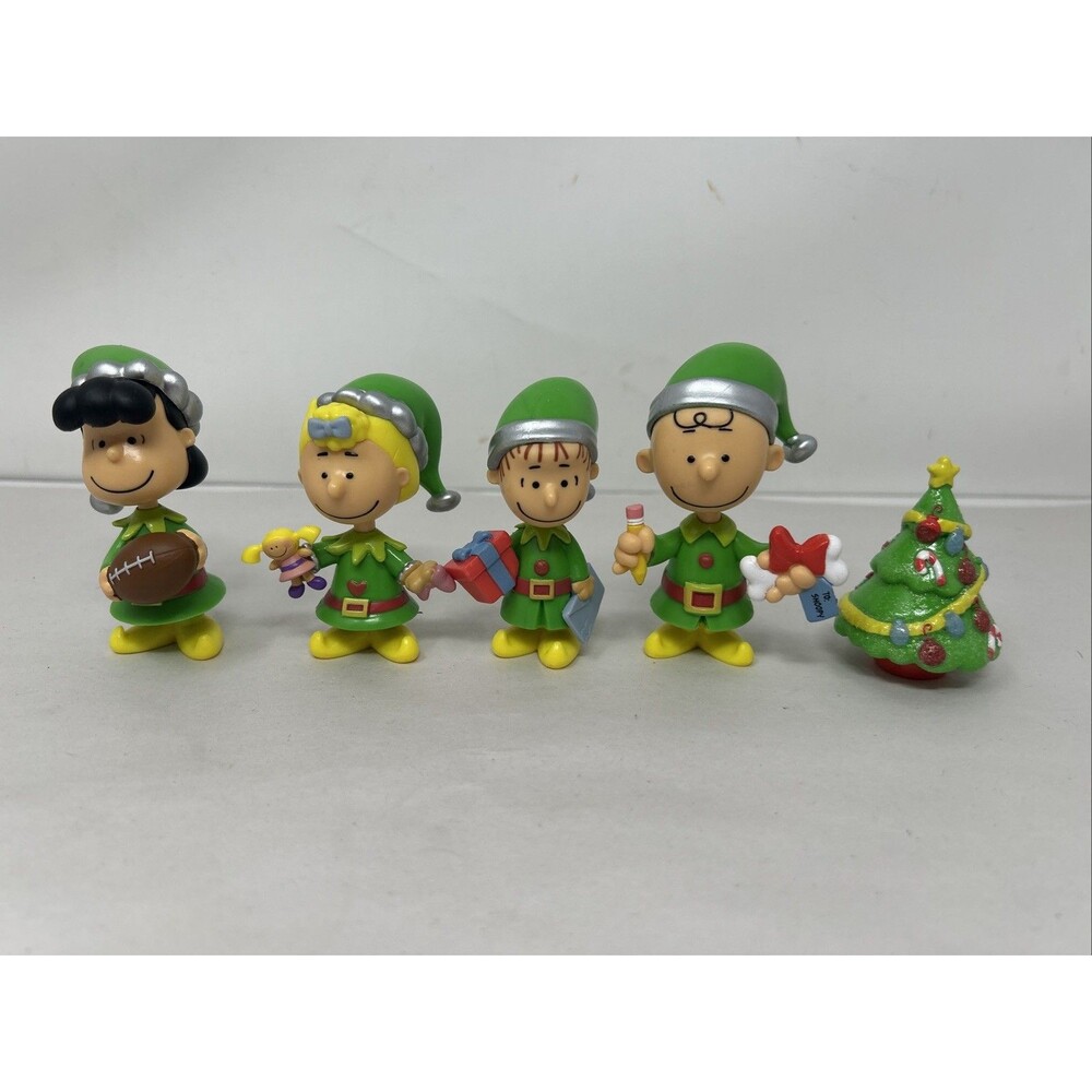 Peanuts Christmas Holiday Figures Deluxe 2015 Set of 5 Just Play Elves